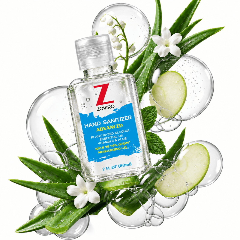 Zoviro Hand Sanitizer Gel, 2 Fl Oz Flip-Cap Bottle, Moisturizing with Essential Oils and Aloe, Refreshing Scent, Rinse-Free Formula, Mini Hand Sanitizer Travel Size (Pack of 50)