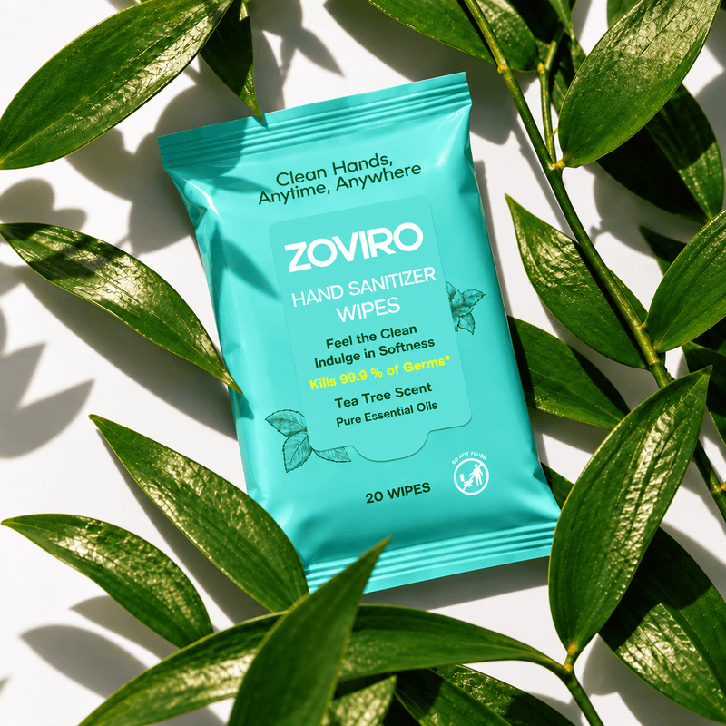 Zoviro Hand Sanitizing Wipes, Moisturizing With Essential Oils, 20 Count Travel Pack